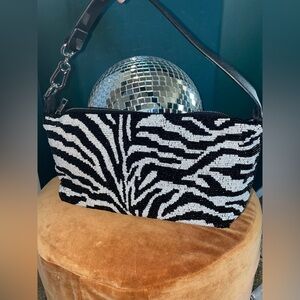 Steve Madden Beaded Emersyn zebra shoulder bag